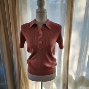 JCrew fitted knit medium polo in a dusty rose